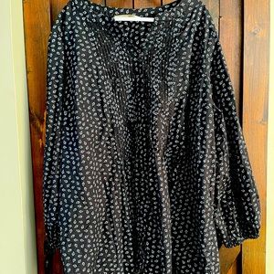 eShakti Wayward Fancies cotton pintuck bib tunic with feather pattern 5X